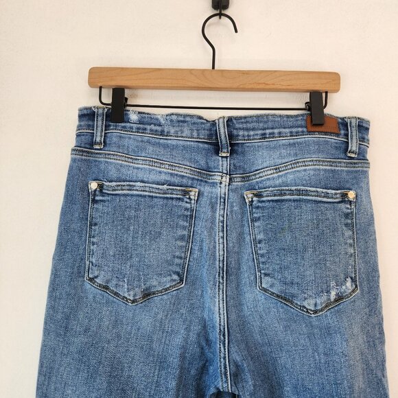 Judy Blue Wide Leg Distressed Jeans Medium Wash Denim Boyrfriend Relaxed 30 - Picture 4 of 11